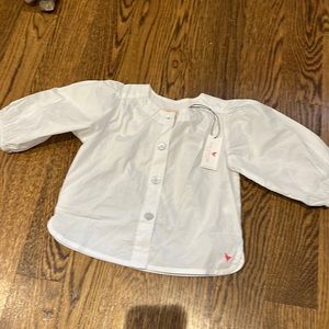 Pink chicken white button up shirt